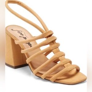 Free People Colette Orange Cream Heel Sandals